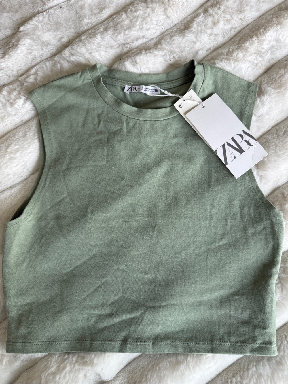 ZARA Sage Green Sleeveless Crop Top